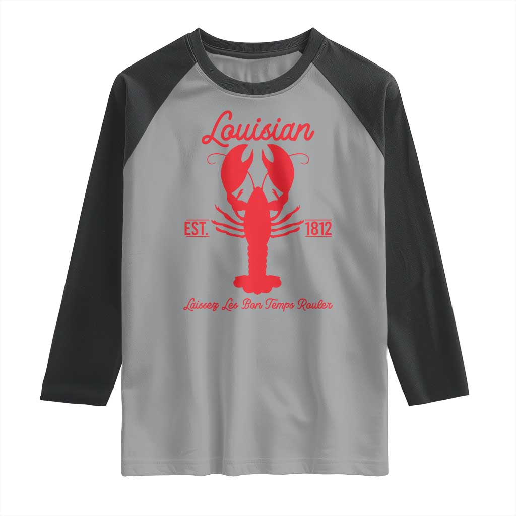 Louisiana Crawfish Raglan Shirt Laissez Les Bon Temps Rouler 1812