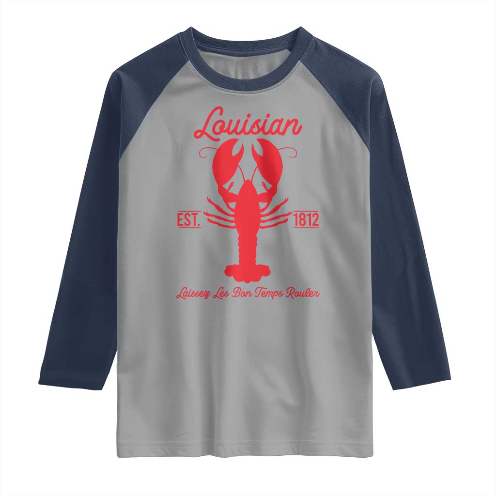 Louisiana Crawfish Raglan Shirt Laissez Les Bon Temps Rouler 1812