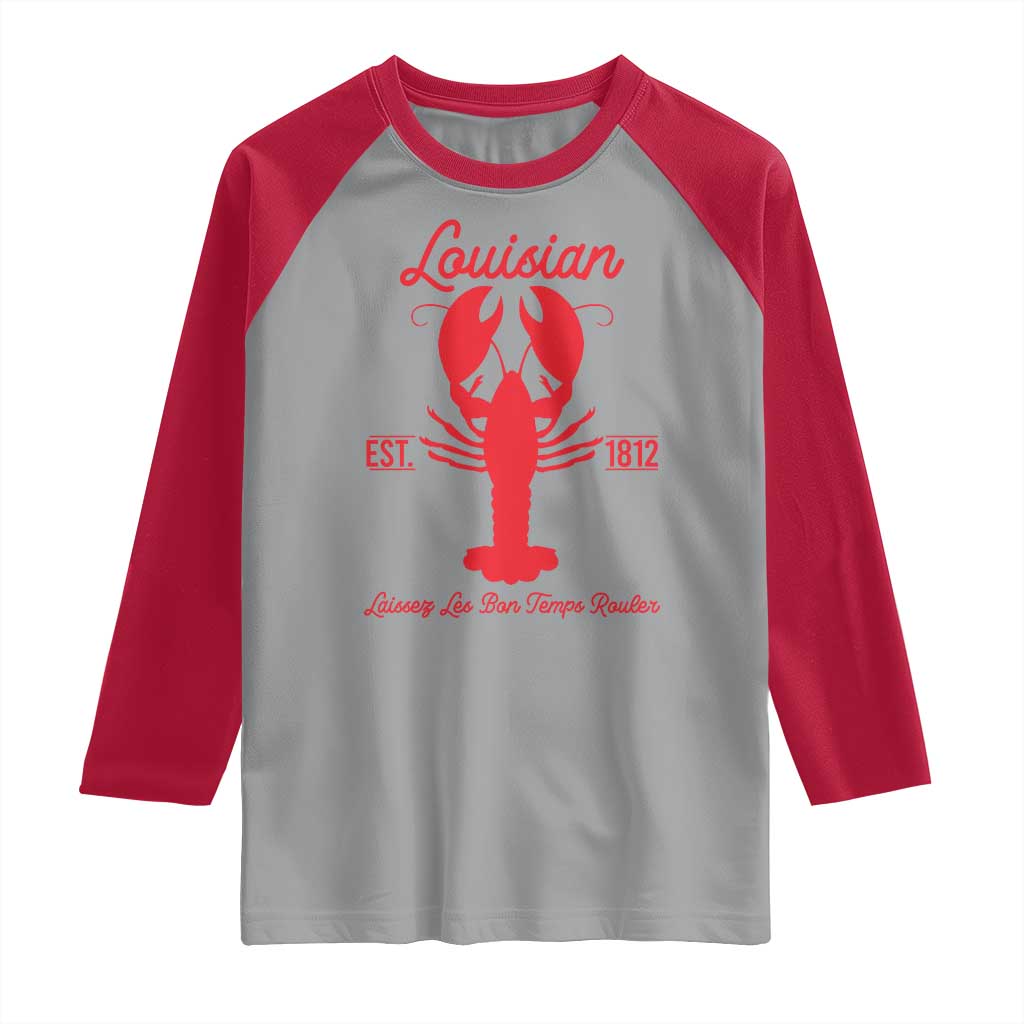Louisiana Crawfish Raglan Shirt Laissez Les Bon Temps Rouler 1812