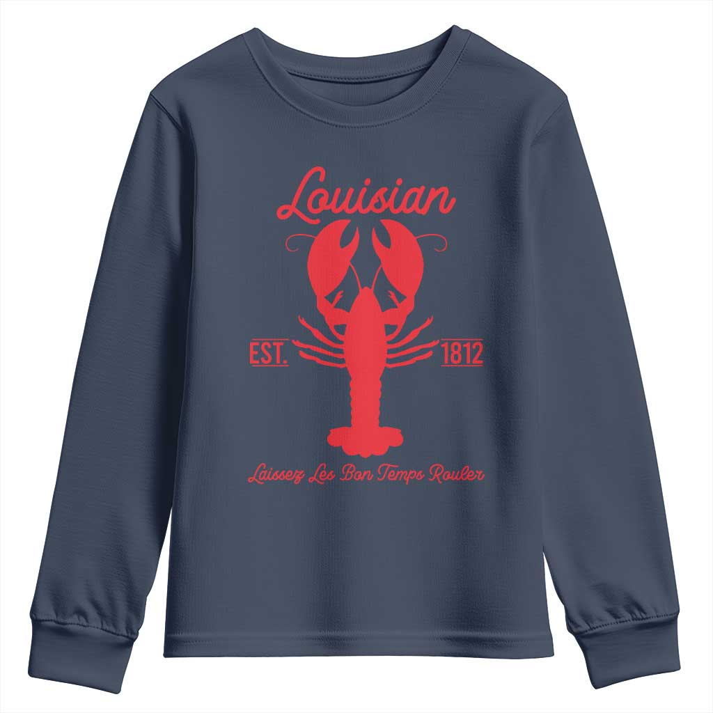 Louisiana Crawfish Youth Sweatshirt Laissez Les Bon Temps Rouler 1812