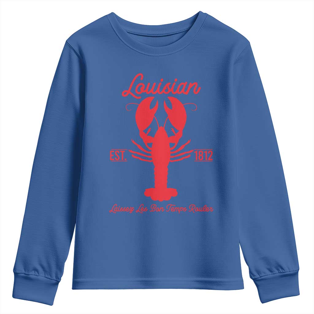 Louisiana Crawfish Youth Sweatshirt Laissez Les Bon Temps Rouler 1812