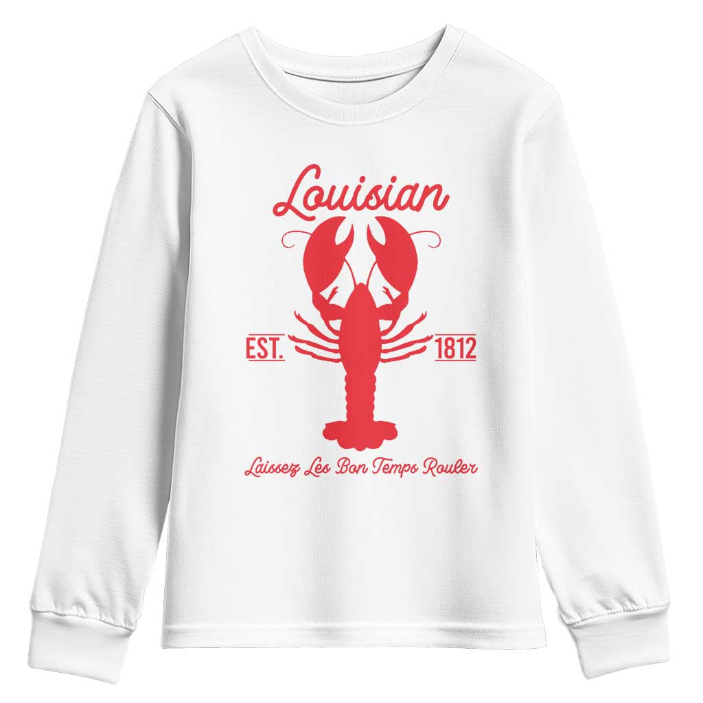 Louisiana Crawfish Youth Sweatshirt Laissez Les Bon Temps Rouler 1812