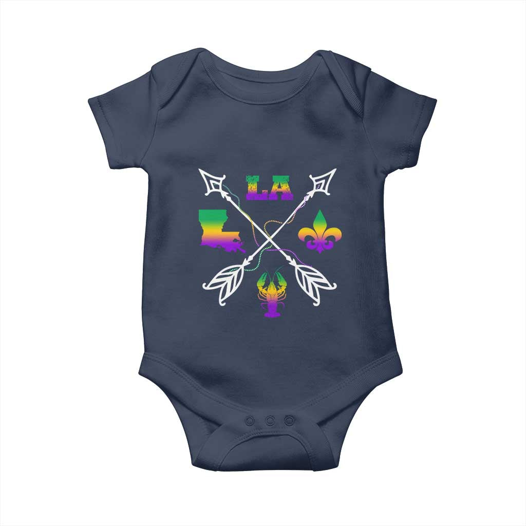Louisiana Mardi Gras Baby Onesie Crawfish Fleur De Lis