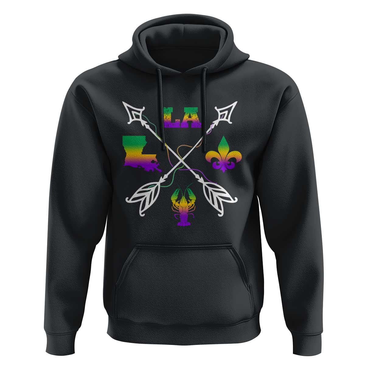 Louisiana Mardi Gras Hoodie Crawfish Fleur De Lis