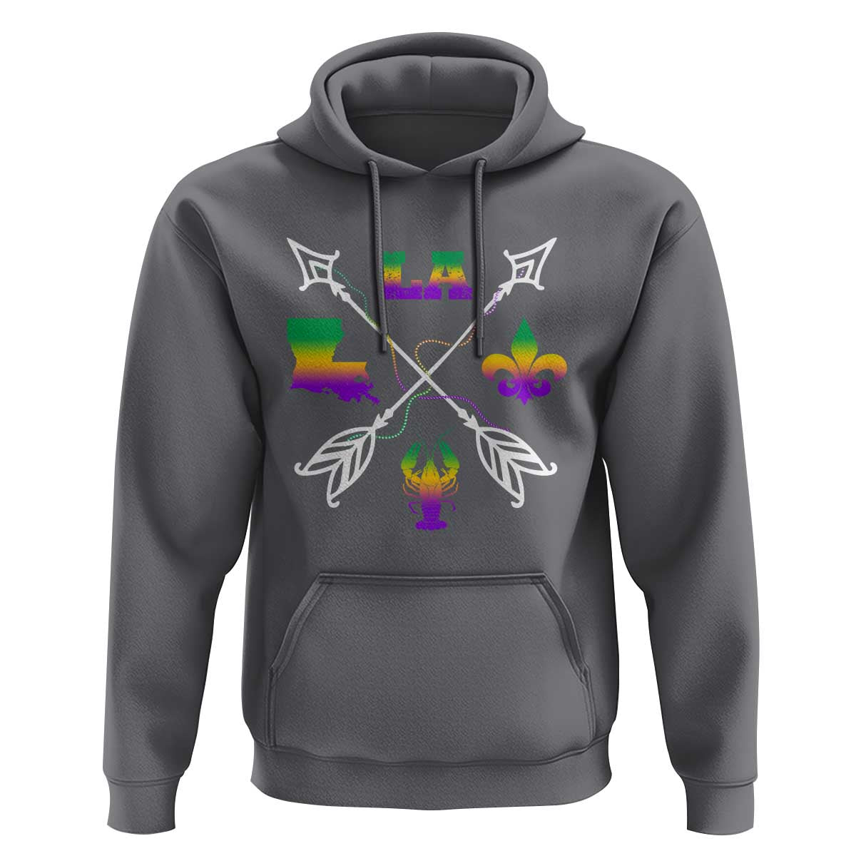 Louisiana Mardi Gras Hoodie Crawfish Fleur De Lis