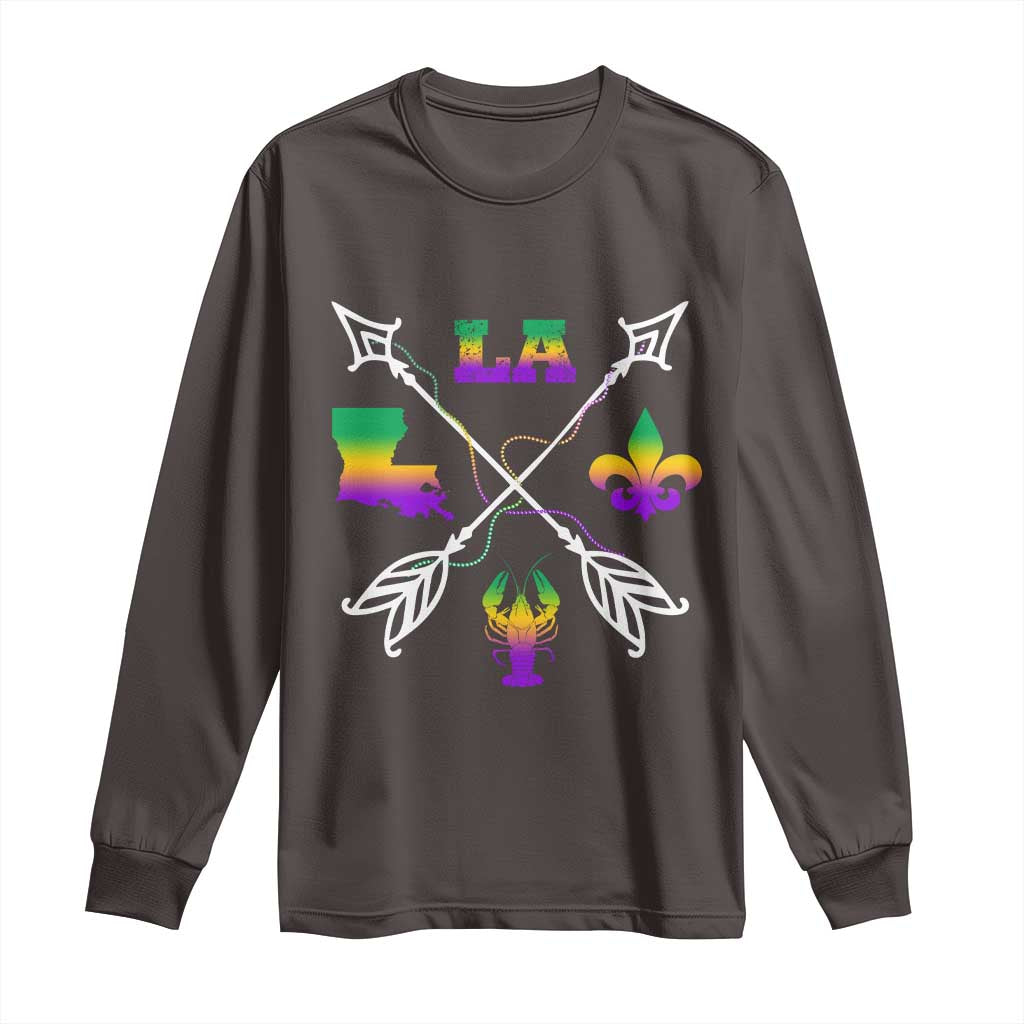Louisiana Mardi Gras Long Sleeve Shirt Crawfish Fleur De Lis