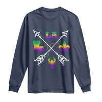 Louisiana Mardi Gras Long Sleeve Shirt Crawfish Fleur De Lis