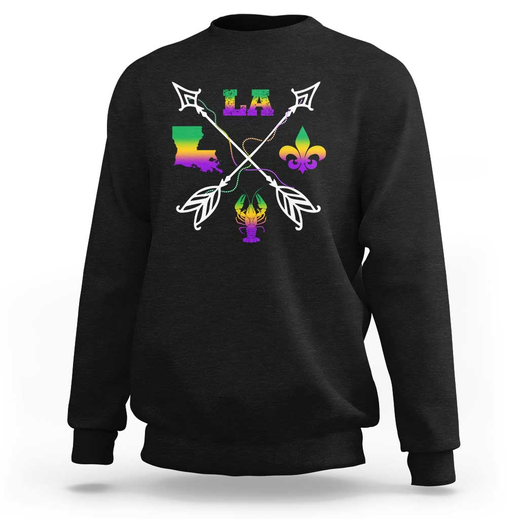 Louisiana Mardi Gras Sweatshirt Crawfish Fleur De Lis