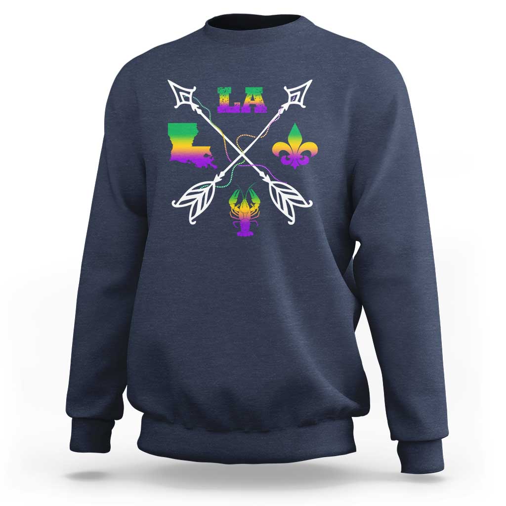 Louisiana Mardi Gras Sweatshirt Crawfish Fleur De Lis