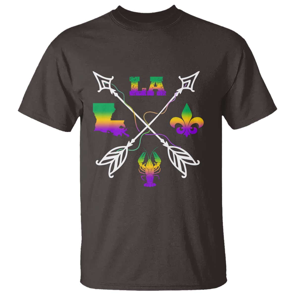 Louisiana Mardi Gras T Shirt Crawfish Fleur De Lis
