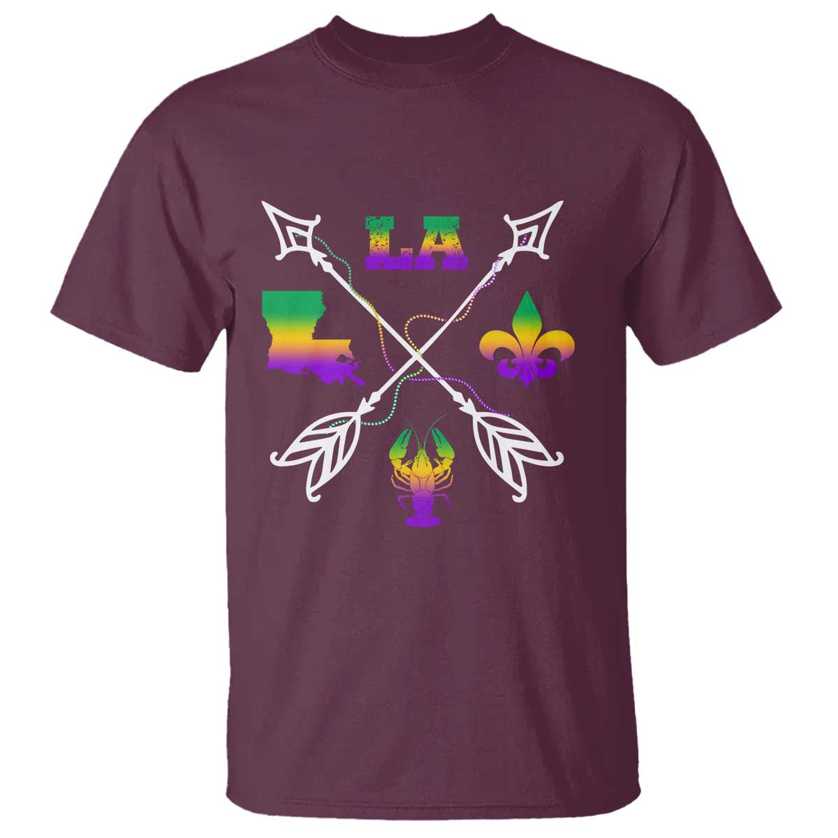 Louisiana Mardi Gras T Shirt Crawfish Fleur De Lis