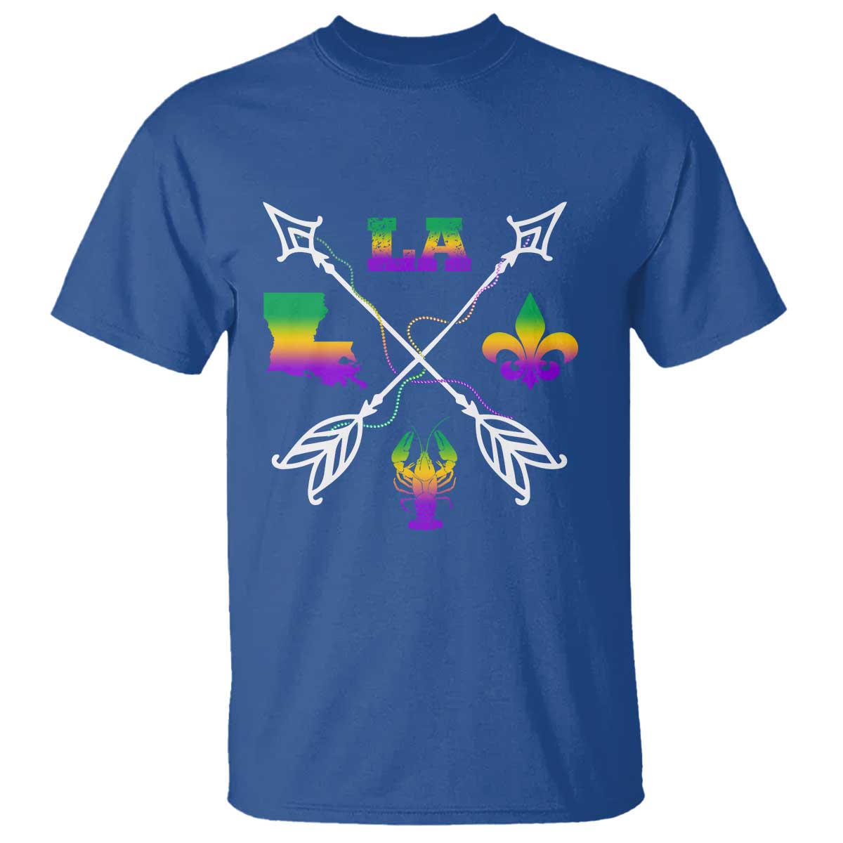 Louisiana Mardi Gras T Shirt Crawfish Fleur De Lis