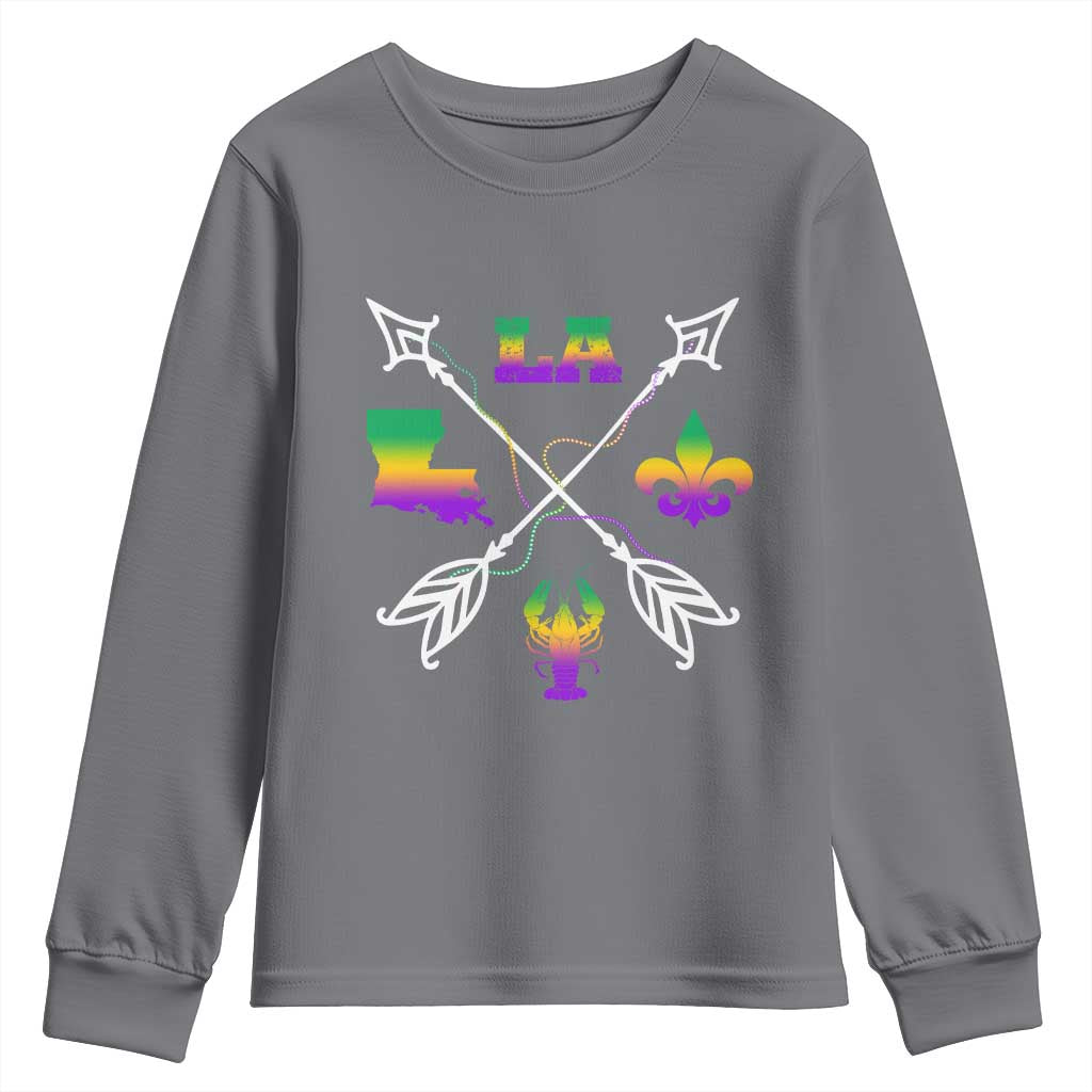 Louisiana Mardi Gras Youth Sweatshirt Crawfish Fleur De Lis