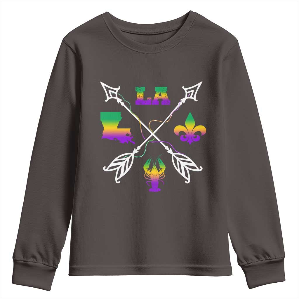 Louisiana Mardi Gras Youth Sweatshirt Crawfish Fleur De Lis