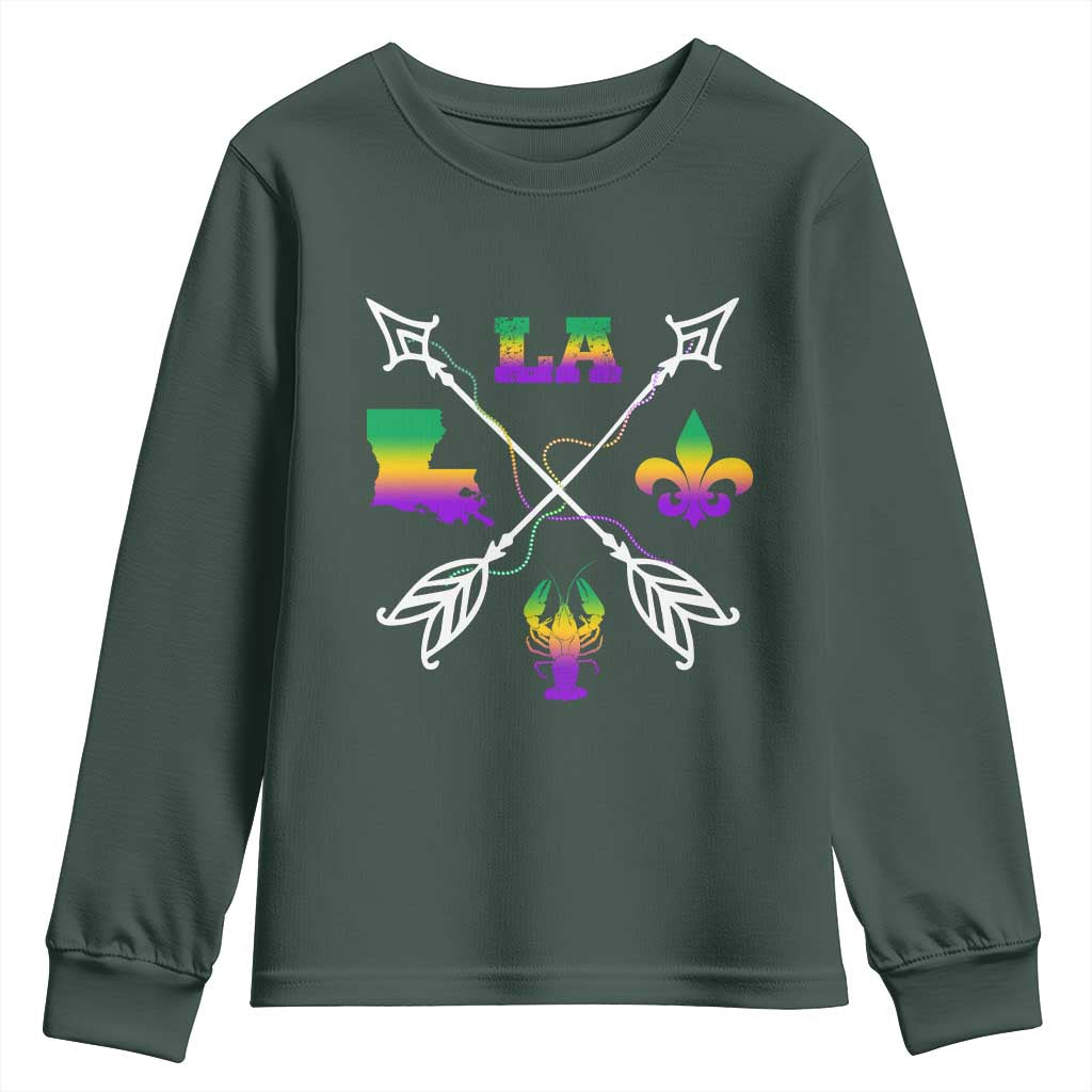 Louisiana Mardi Gras Youth Sweatshirt Crawfish Fleur De Lis