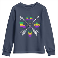 Louisiana Mardi Gras Youth Sweatshirt Crawfish Fleur De Lis