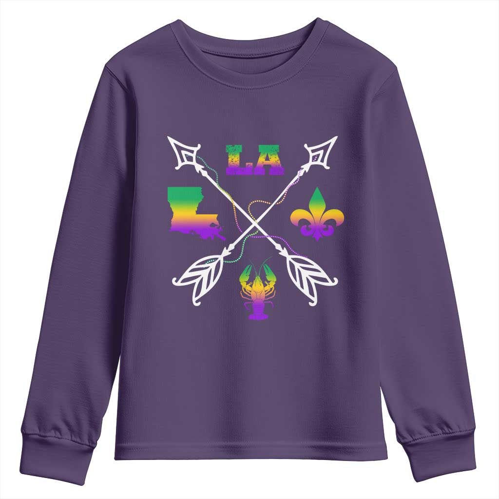 Louisiana Mardi Gras Youth Sweatshirt Crawfish Fleur De Lis