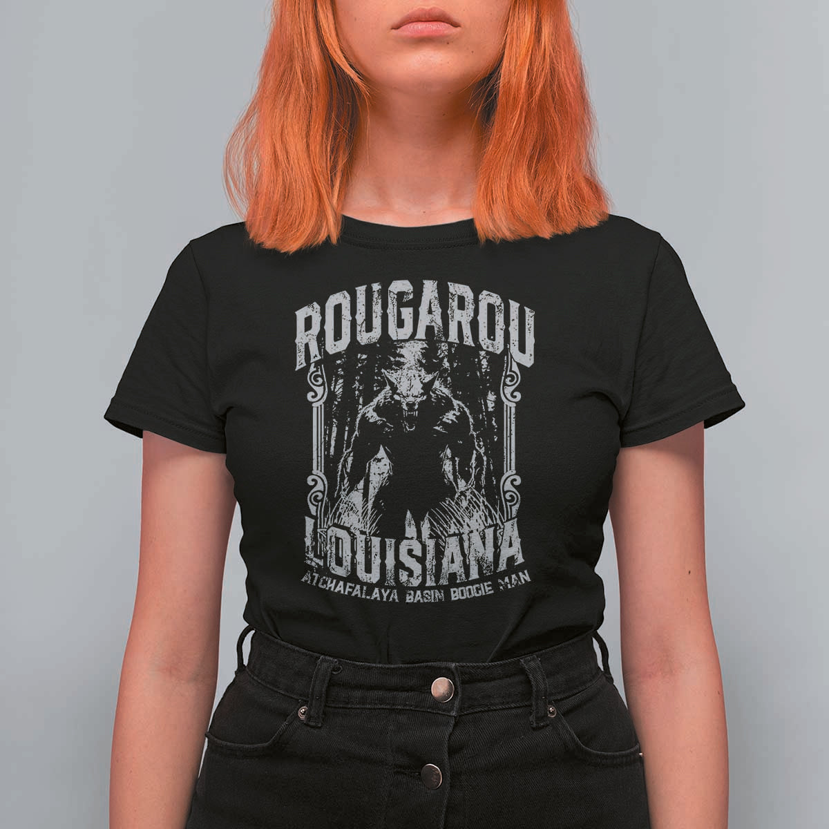 Louisiana Cryptid Rougarou T Shirt For Women Atchafalaya Basin Boogie Man