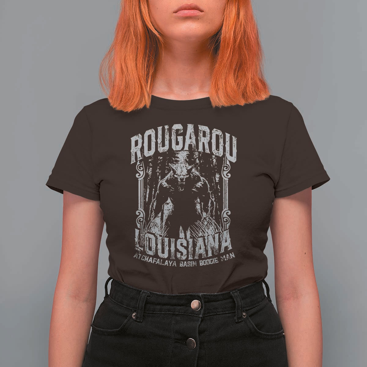 Louisiana Cryptid Rougarou T Shirt For Women Atchafalaya Basin Boogie Man