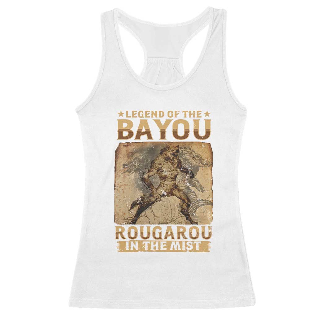Louisiana Cryptid Rougarou Racerback Tank Top Legend Of The Bayou Rougarou In The Mist