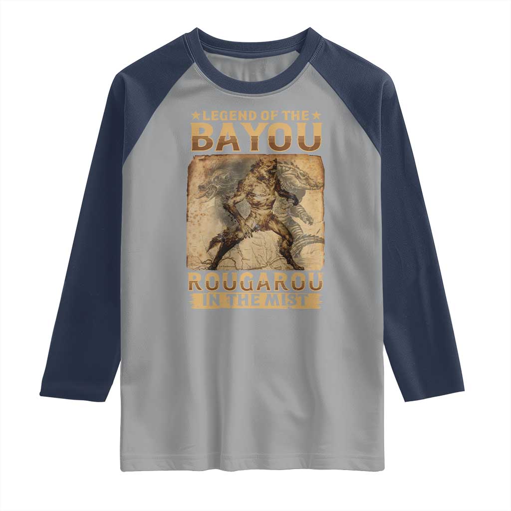 Louisiana Cryptid Rougarou Raglan Shirt Legend Of The Bayou Rougarou In The Mist