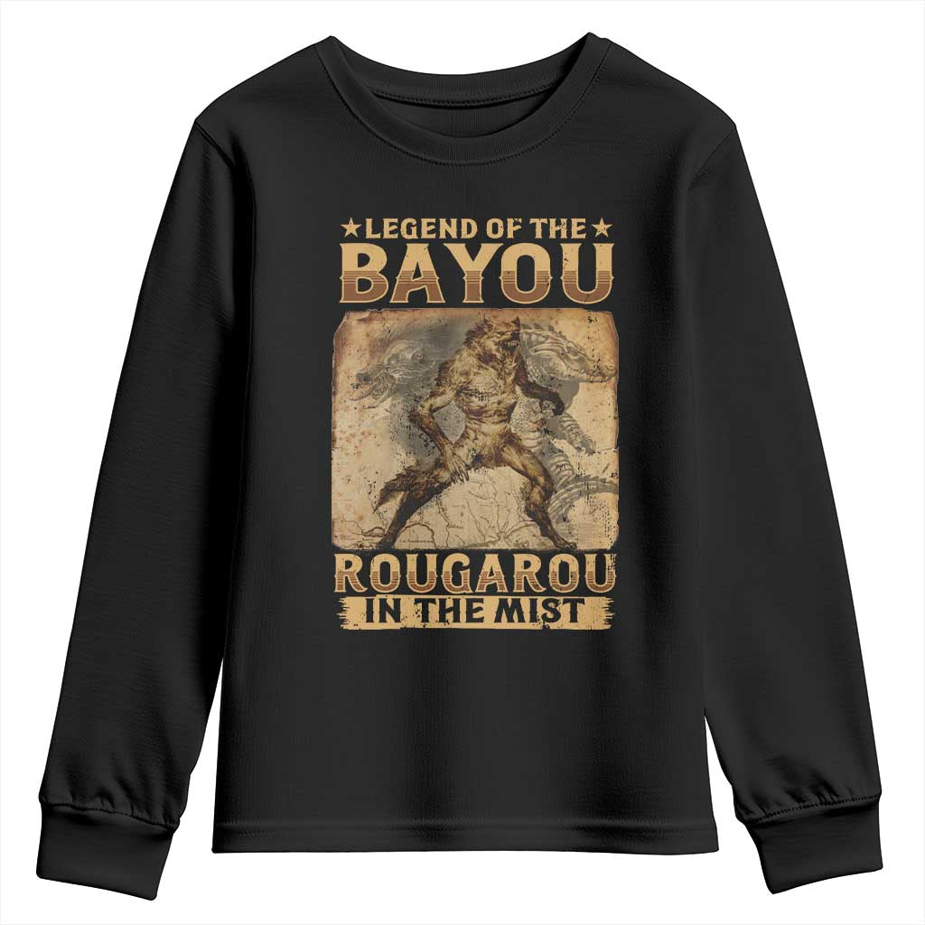 Louisiana Cryptid Rougarou Youth Sweatshirt Legend Of The Bayou Rougarou In The Mist