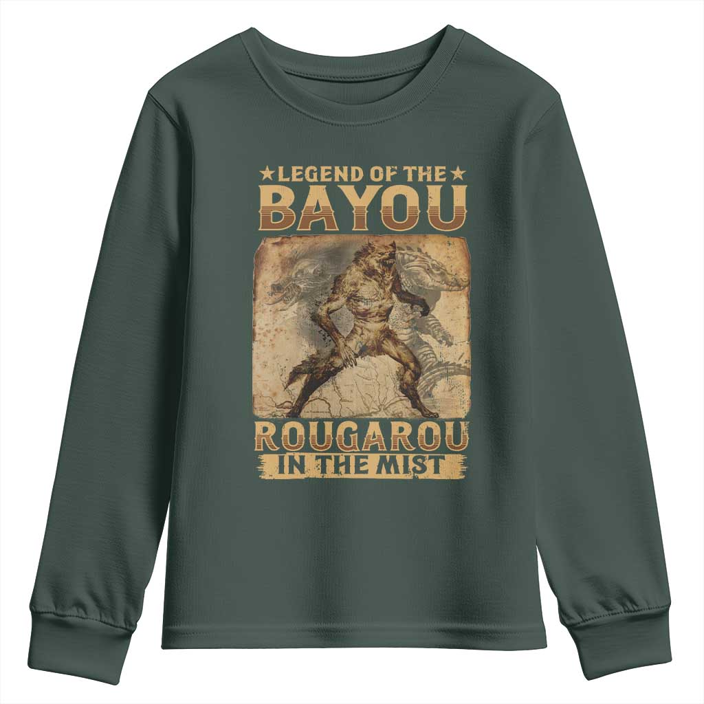 Louisiana Cryptid Rougarou Youth Sweatshirt Legend Of The Bayou Rougarou In The Mist