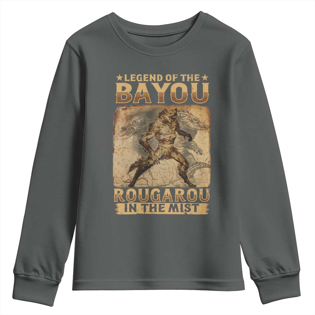 Louisiana Cryptid Rougarou Youth Sweatshirt Legend Of The Bayou Rougarou In The Mist