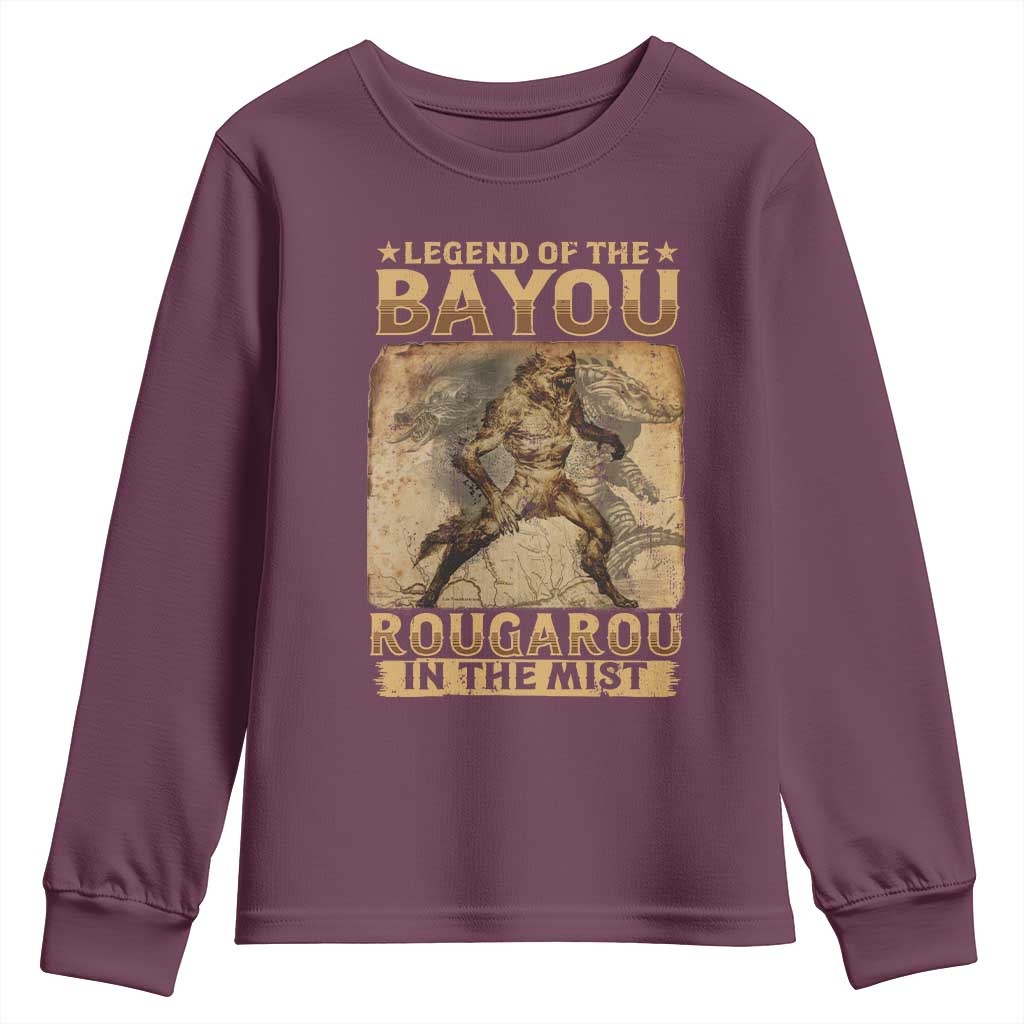 Louisiana Cryptid Rougarou Youth Sweatshirt Legend Of The Bayou Rougarou In The Mist