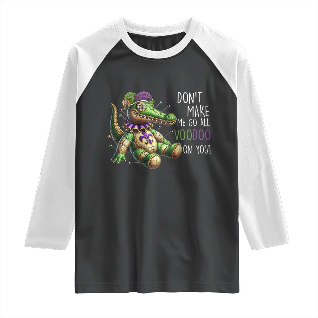 Voodoo Mardi Gras Raglan Shirt Aligator Voodoo Doll New Orleans Louisiana