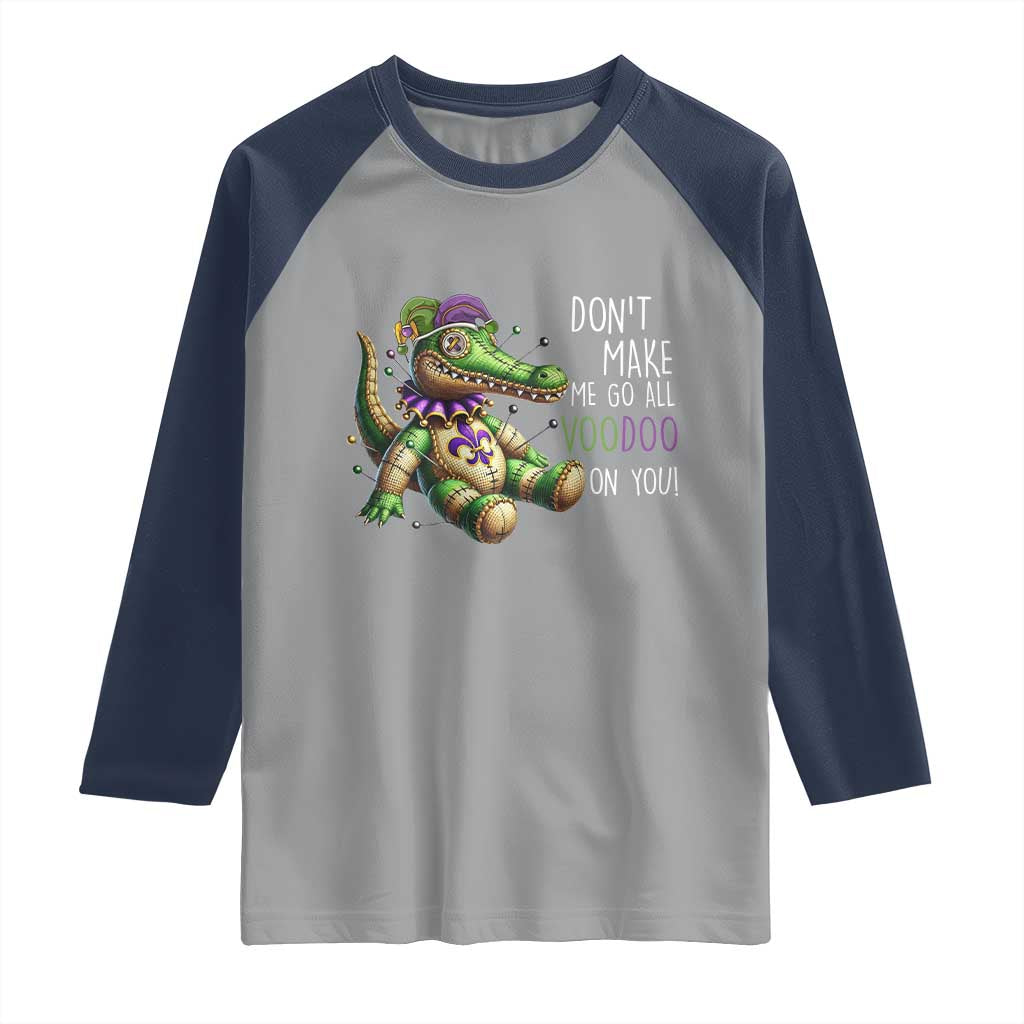 Voodoo Mardi Gras Raglan Shirt Aligator Voodoo Doll New Orleans Louisiana