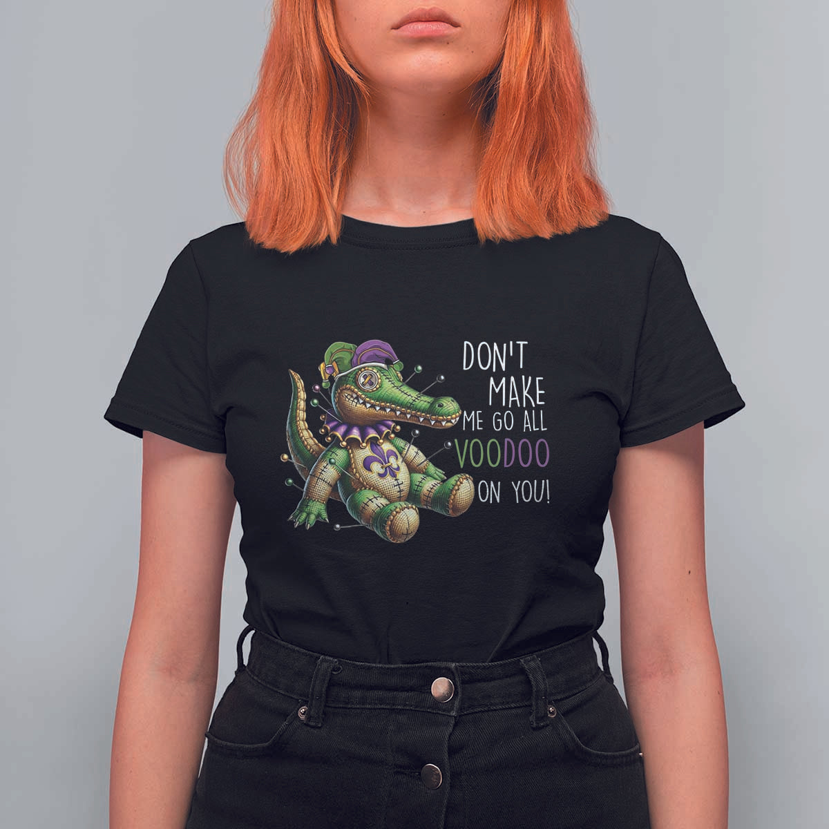 Voodoo Mardi Gras T Shirt For Women Aligator Voodoo Doll New Orleans Louisiana