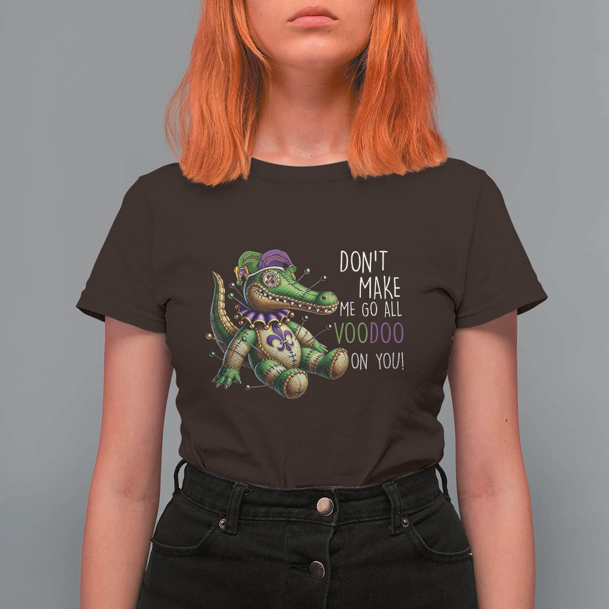 Voodoo Mardi Gras T Shirt For Women Aligator Voodoo Doll New Orleans Louisiana