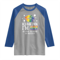 St Patrick's Day Raglan Shirt Kiss Me I'm Gay Or Irish Or Drunk Or Whatever