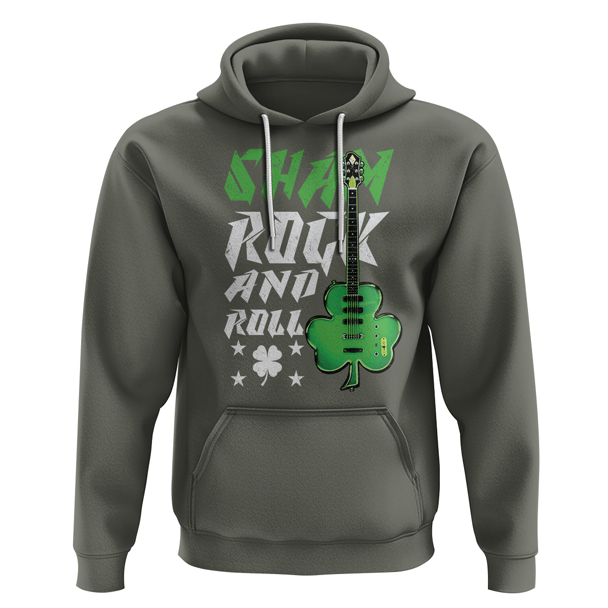 St. Patrick's Day Hoodie Funny Sham Rock N Roll Shamrock Guitar - Wonder Print Shop