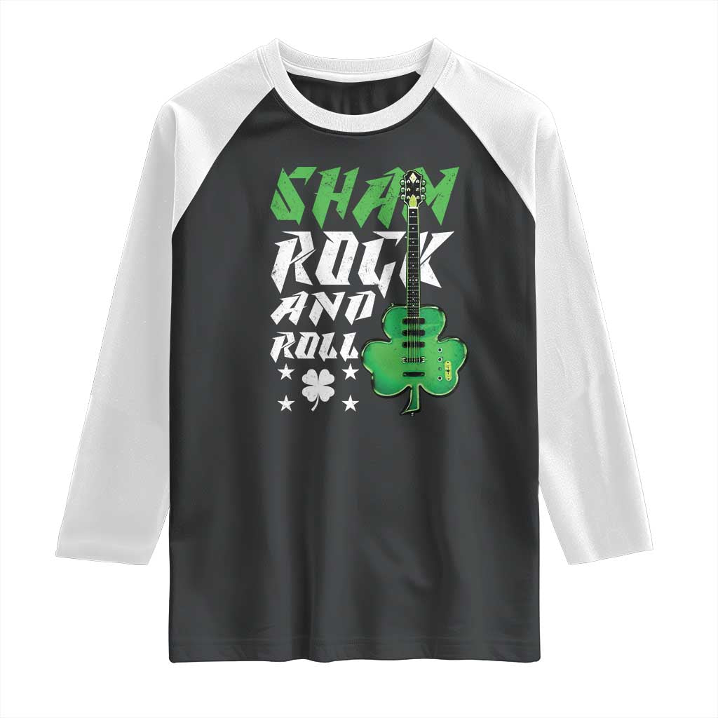 St Patrick's Day Raglan Shirt Funny Sham Rock N Roll Shamrock Guitar