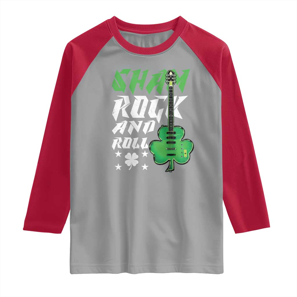 St Patrick's Day Raglan Shirt Funny Sham Rock N Roll Shamrock Guitar