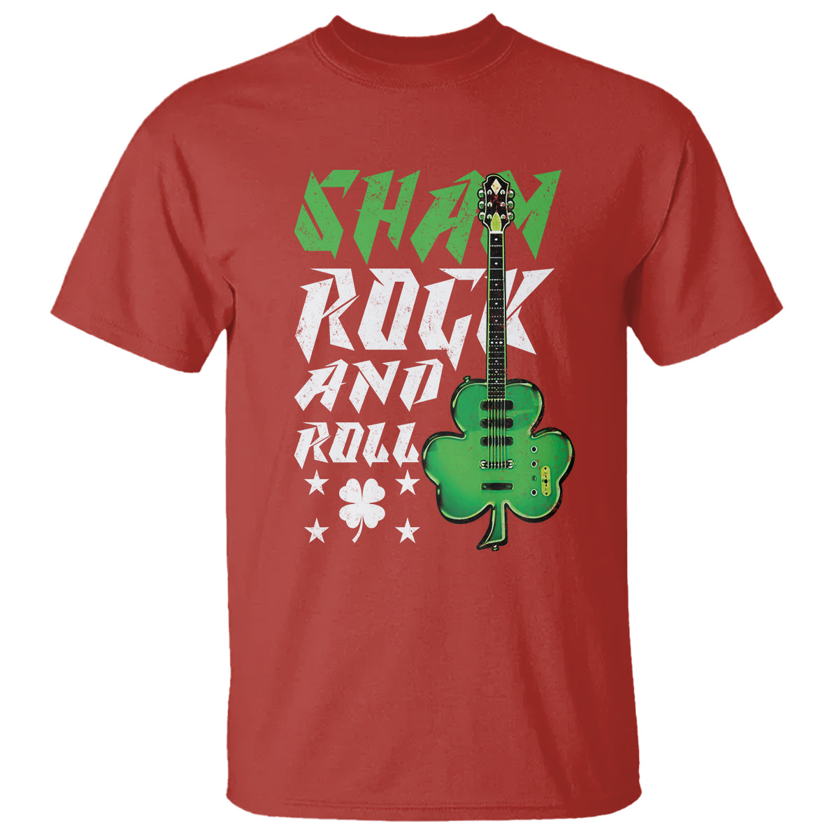 St. Patrick's Day T Shirt Funny Sham Rock N Roll Shamrock Guitar - Wonder Print Shop