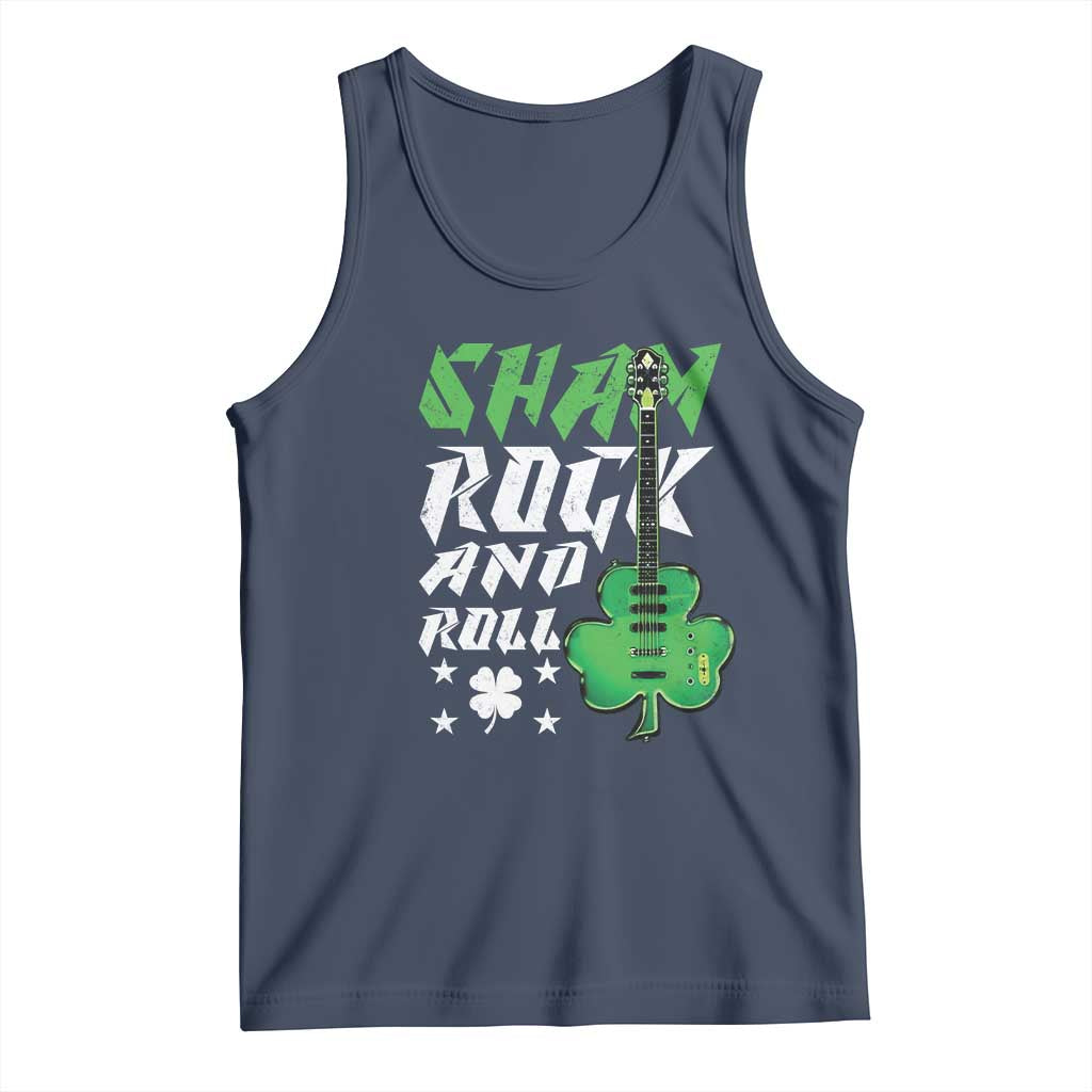 St Patrick's Day Tank Top Funny Sham Rock N Roll Shamrock Guitar