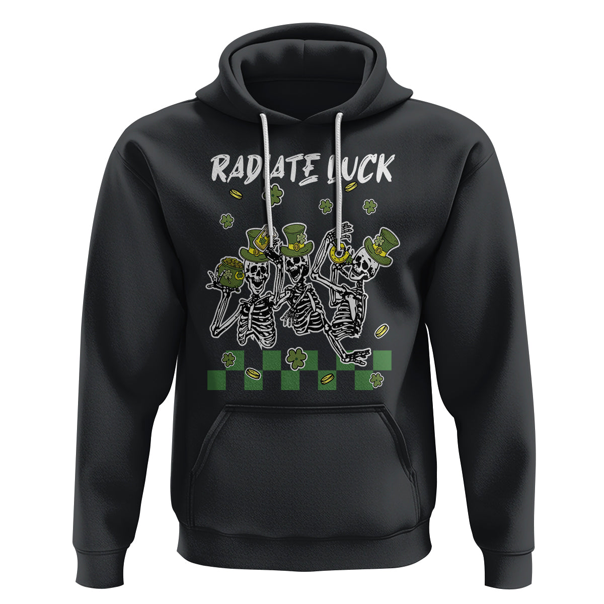 St. Patrick's Day Hoodie Radiate Luck Funny Skeleton Radiology - Wonder Print Shop