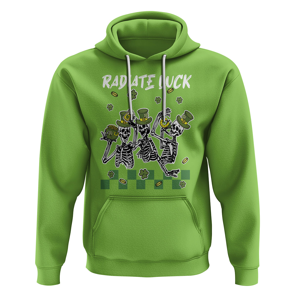 St. Patrick's Day Hoodie Radiate Luck Funny Skeleton Radiology - Wonder Print Shop
