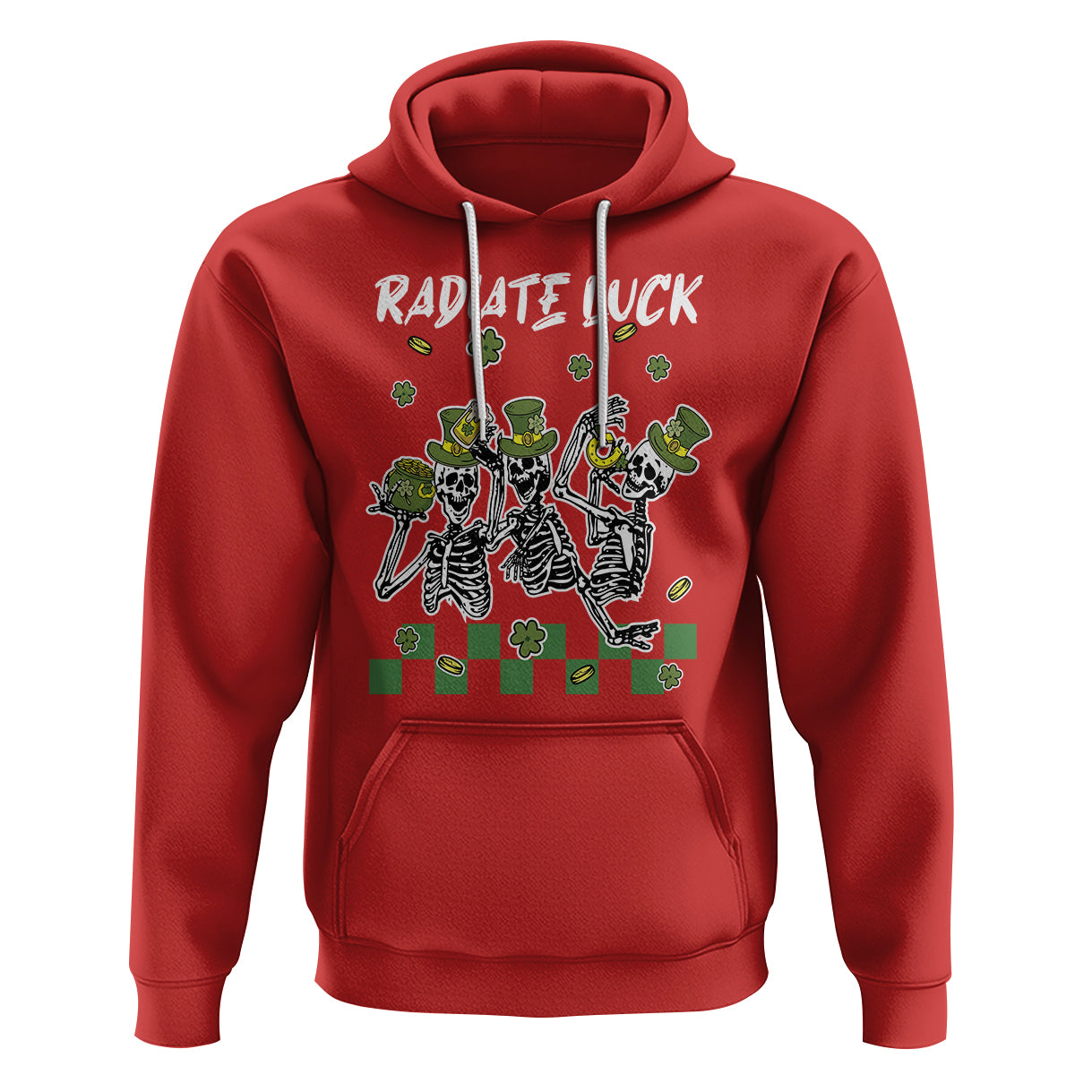 St. Patrick's Day Hoodie Radiate Luck Funny Skeleton Radiology - Wonder Print Shop
