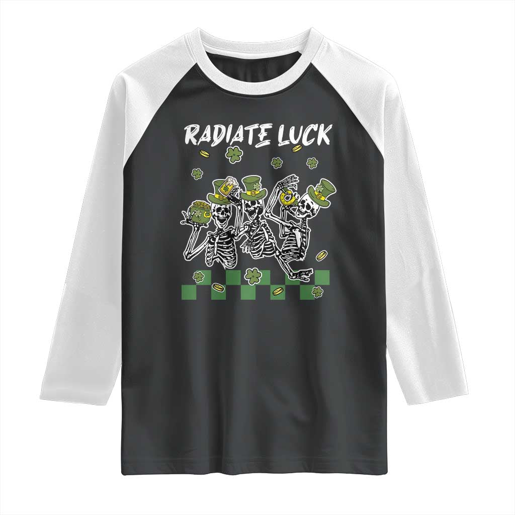 St Patrick's Day Raglan Shirt Radiate Luck Funny Skeleton Radiology