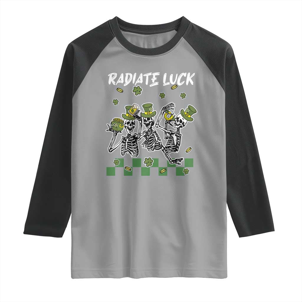 St Patrick's Day Raglan Shirt Radiate Luck Funny Skeleton Radiology