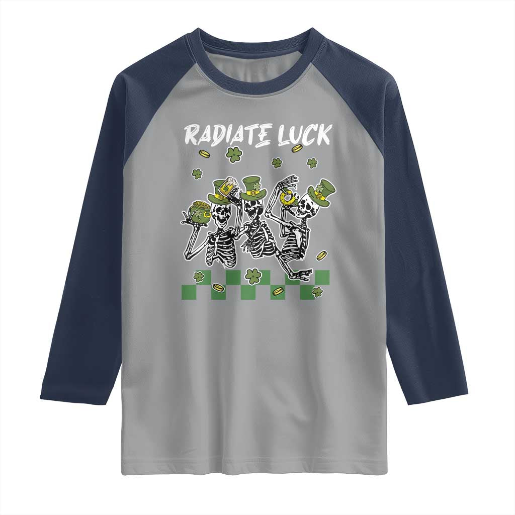 St Patrick's Day Raglan Shirt Radiate Luck Funny Skeleton Radiology