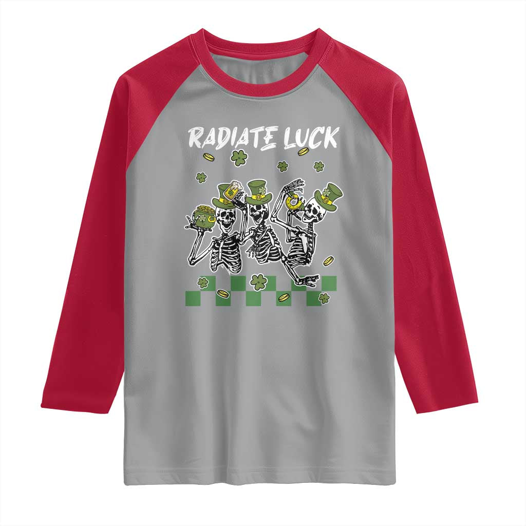 St Patrick's Day Raglan Shirt Radiate Luck Funny Skeleton Radiology