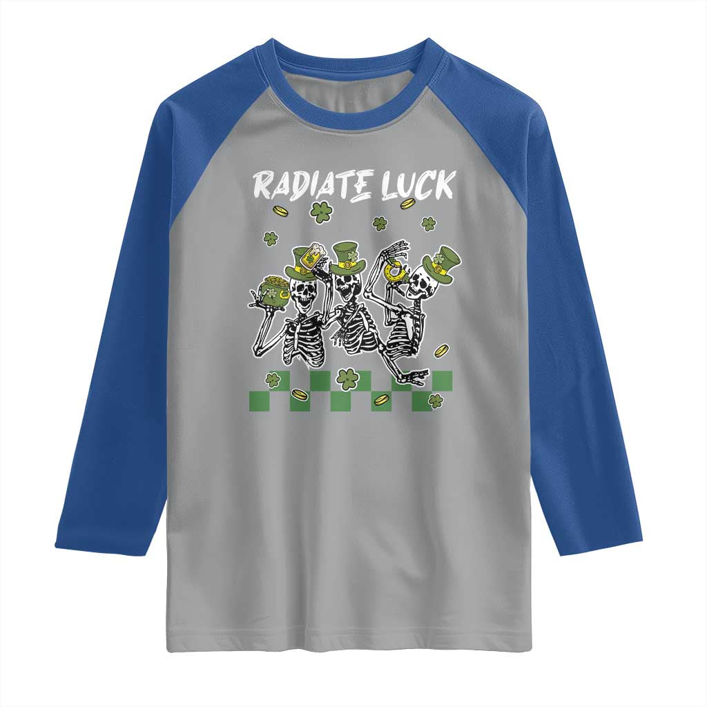 St Patrick's Day Raglan Shirt Radiate Luck Funny Skeleton Radiology