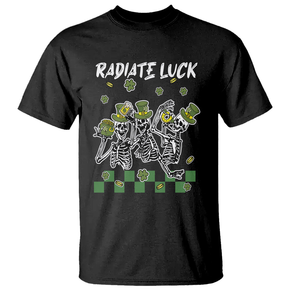 St. Patrick's Day T Shirt Radiate Luck Funny Skeleton Radiology - Wonder Print Shop