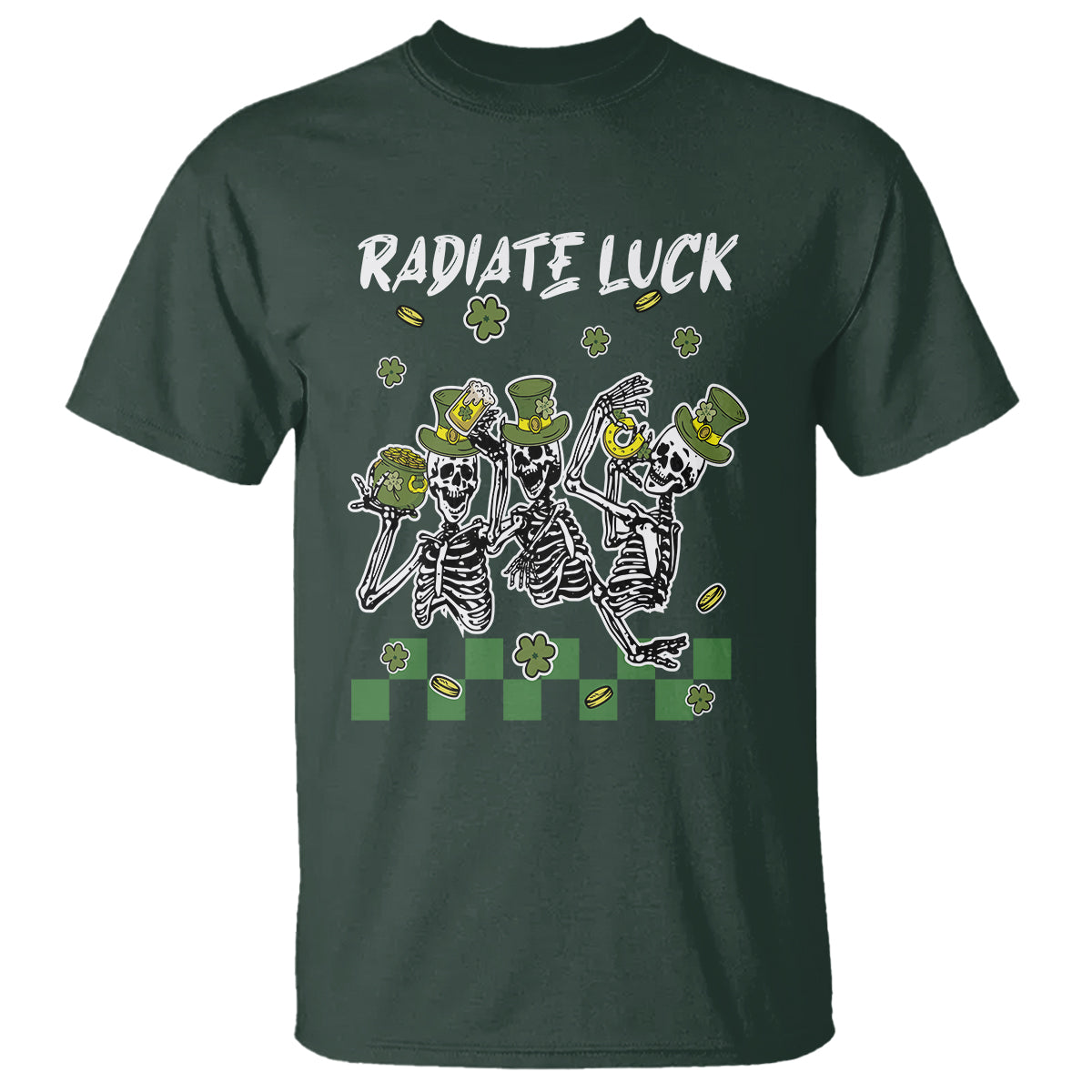 St. Patrick's Day T Shirt Radiate Luck Funny Skeleton Radiology - Wonder Print Shop