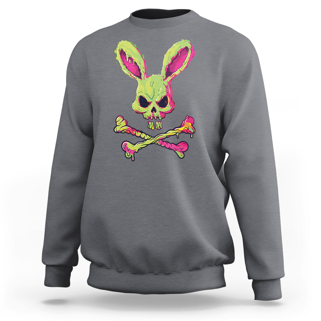 Easter Day Sweatshirt Bunny Skull Cross Bone Melting - Wonder Print Shop
